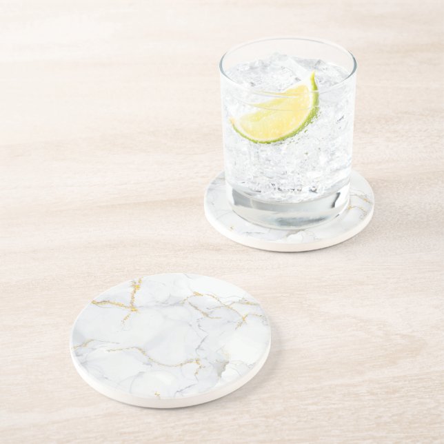 Posavasos Purpurina de textura de piedra de pastel de mármol (Lado)