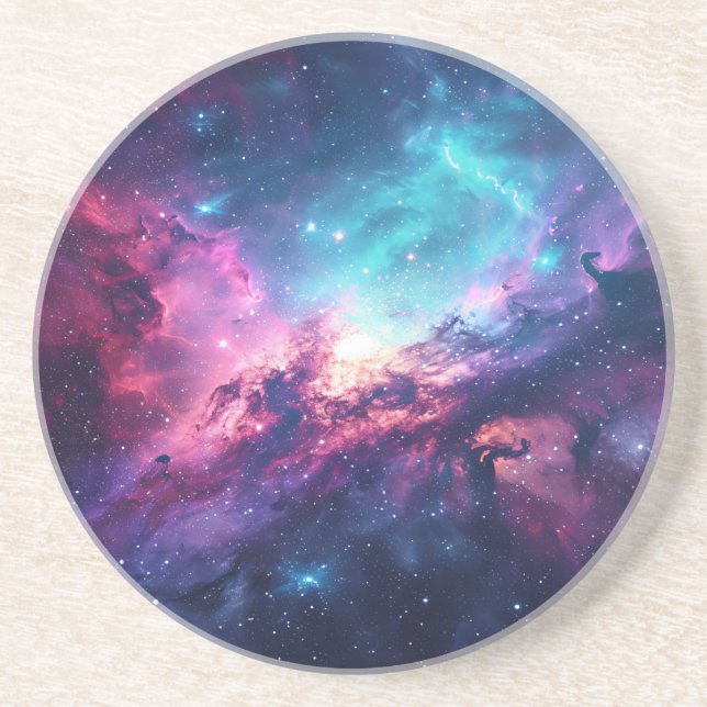 Posavasos Purpurina espacial galaxia nebulosa universo rosa  (Frente)