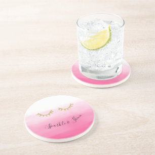 Posavasos Purpurina Girly Pink Gold Eyelashes