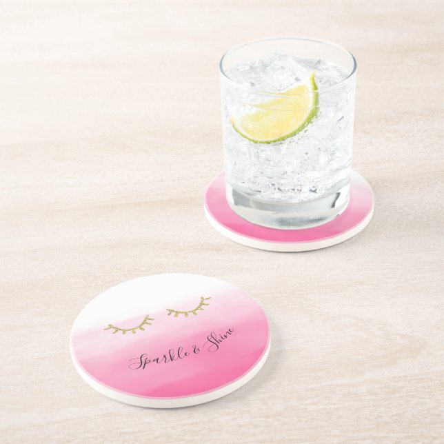 Posavasos Purpurina Girly Pink Gold Eyelashes (Lado)