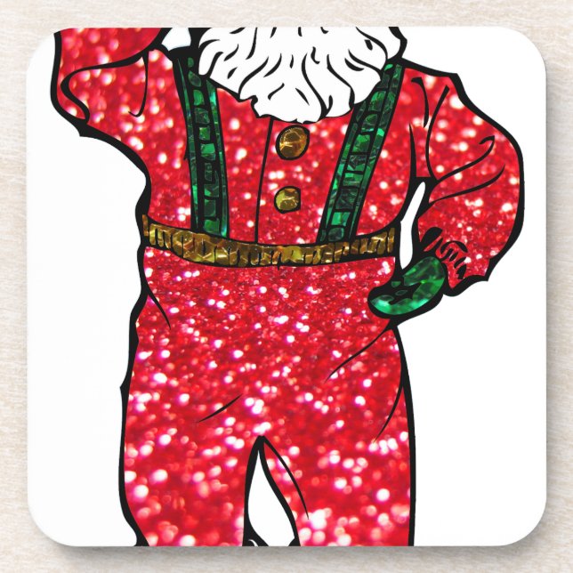 Posavasos purpurina negro santa claus (Frente)