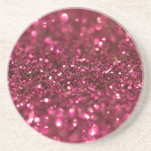 Posavasos Purpurina Rosa Girly Trendy Textura Moderna Rosado (Frente)