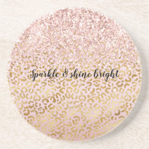 Posavasos Purpurina Rubor de impresión de leopardo de oro r