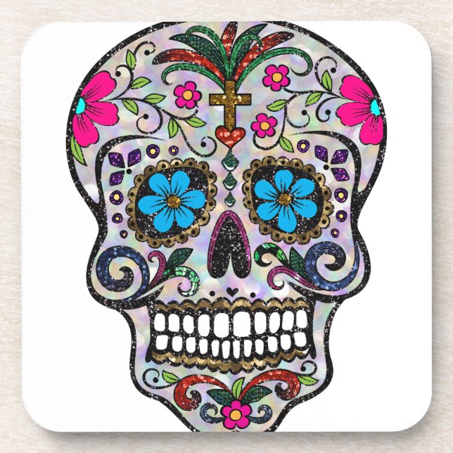 Posavasos purpurina Sugar Skull (Frente)