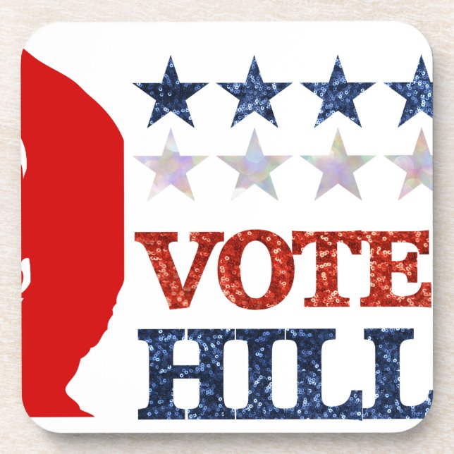 Posavasos purpurina vote hillary (Frente)