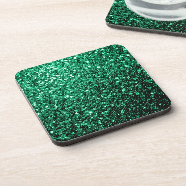 Posavasos Purpurinas de imitación de Emerald Green brillan (Lado Izquierdo)