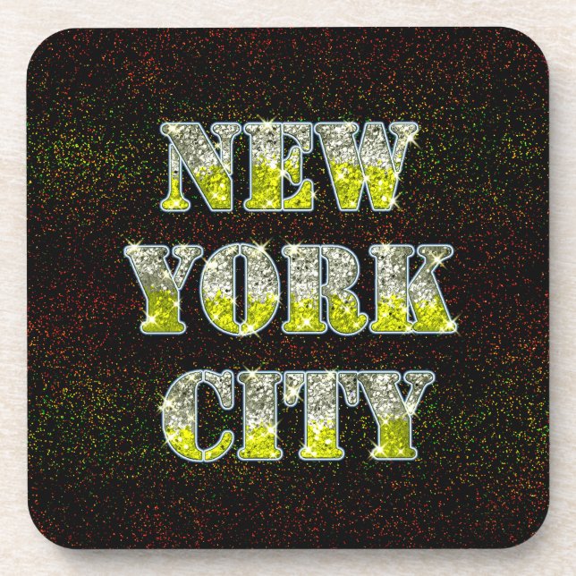 Posavasos Purpurinas de Oro Plateado de Nueva York (Frente)