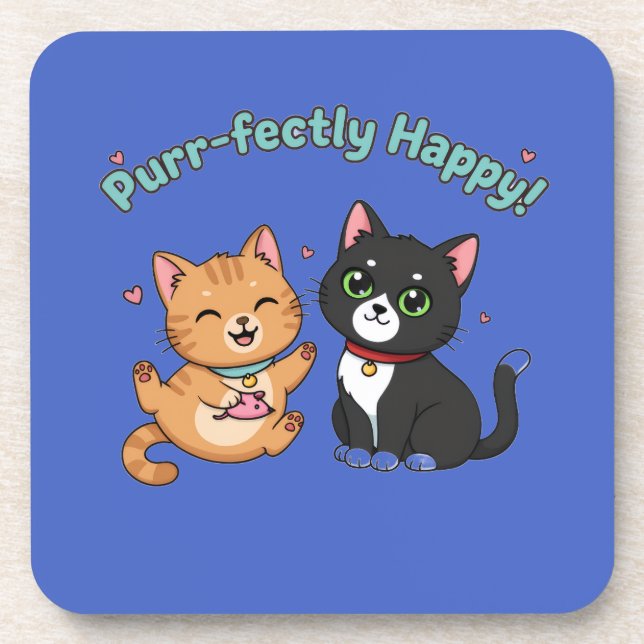 Posavasos Purr-fectly Happy! (Frente)