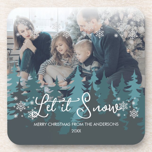 Posavasos Que La Nieve | Foto familiar de árboles verdes Ver (Frente)