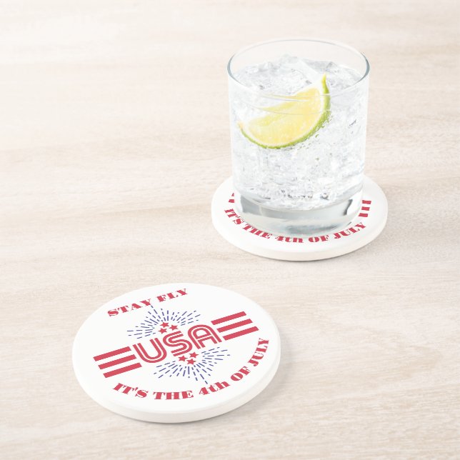 Posavasos Quédate con la mano, es el 4 de julio. (Lado)