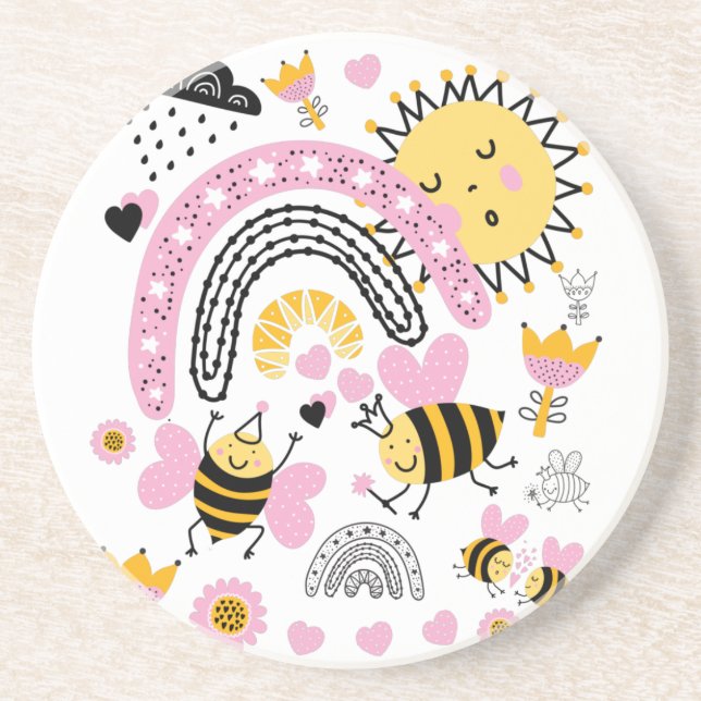 Posavasos Queen BEES BFF, Baby Girl, Girly Gifts Pink (Frente)