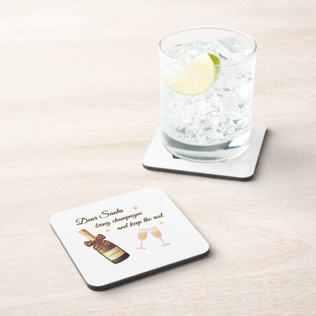 Posavasos Querido Santa Champagne Diseño (Lado Derecho)