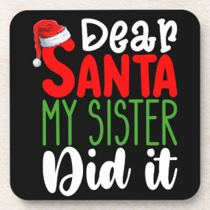 Posavasos Querido Santa Mi Hermana Lo Hizo Familia Navidad V