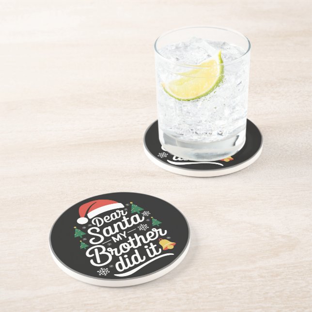 Posavasos Querido Santa Mi Hermano Lo Hizo Navidades gracios (Lado)