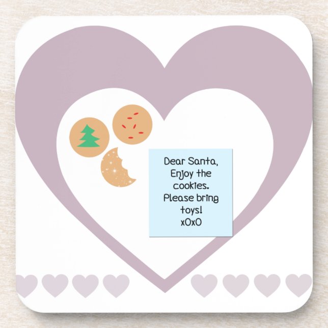 Posavasos Queridos Santa Cookies Traen Juguetes Corazón Púrp (Frente)