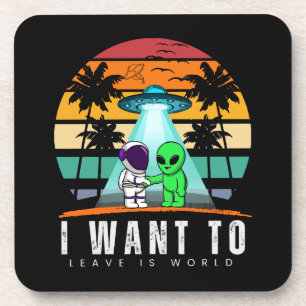 Posavasos Quiero Dejar es mundo Alien Vintage Atardecer