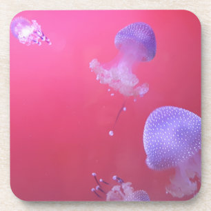 Posavasos Quirky Jellyfish en el agua rosada