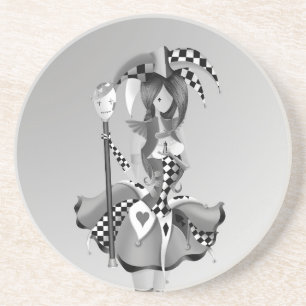 Posavasos Quirky Jester y el rey marionetas