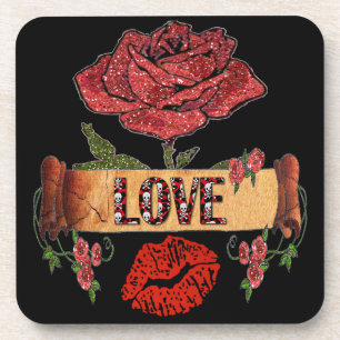 Posavasos RAB Rockabilly San Valentín Rosas, Amor y Pintalab
