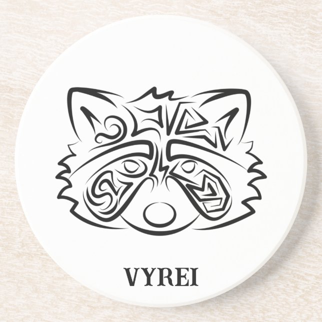 Posavasos Racco tribal blanco y negro (Frente)