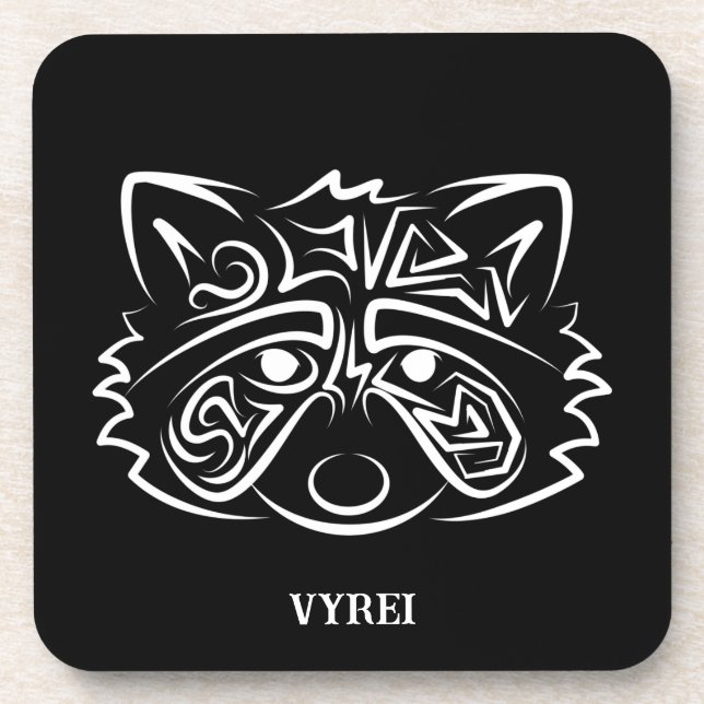 Posavasos Racco tribal blanco y negro (Frente)