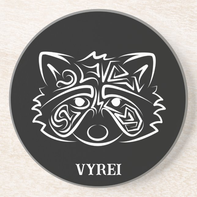 Posavasos Racco tribal blanco y negro (Frente)