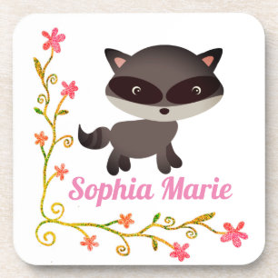 Posavasos Raccoon con flores