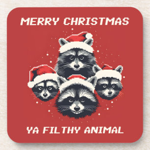 Posavasos Raccoons Feliz Navidad Ya sucio animal