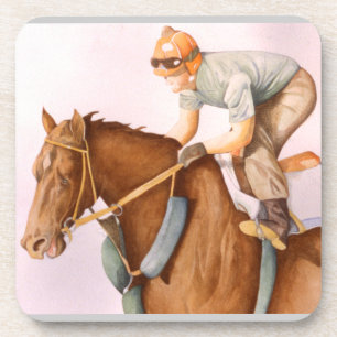 Posavasos Race Horse y Jockey