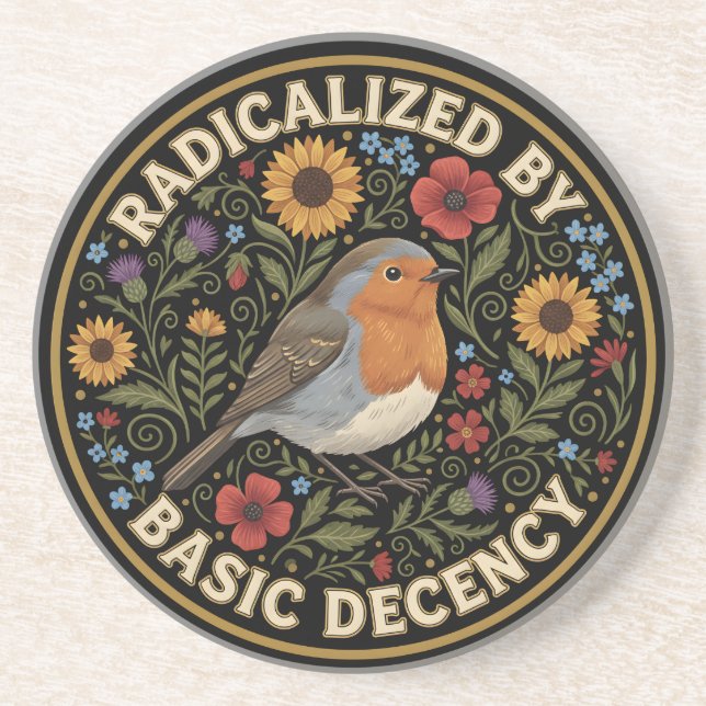 Posavasos Radicalized by Basic Decency Birds lovers (Frente)