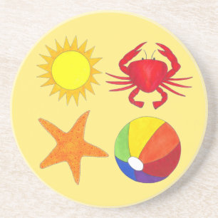 Posavasos Rainbow Beach Ball Crab Sunshine Vacation Starfish