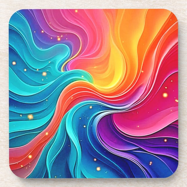 Posavasos Rainbow Energy Swirl: Vibrant Flow Art (Frente)