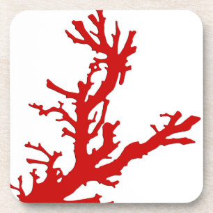 Posavasos Rama de coral - rojo y blanco oscuro