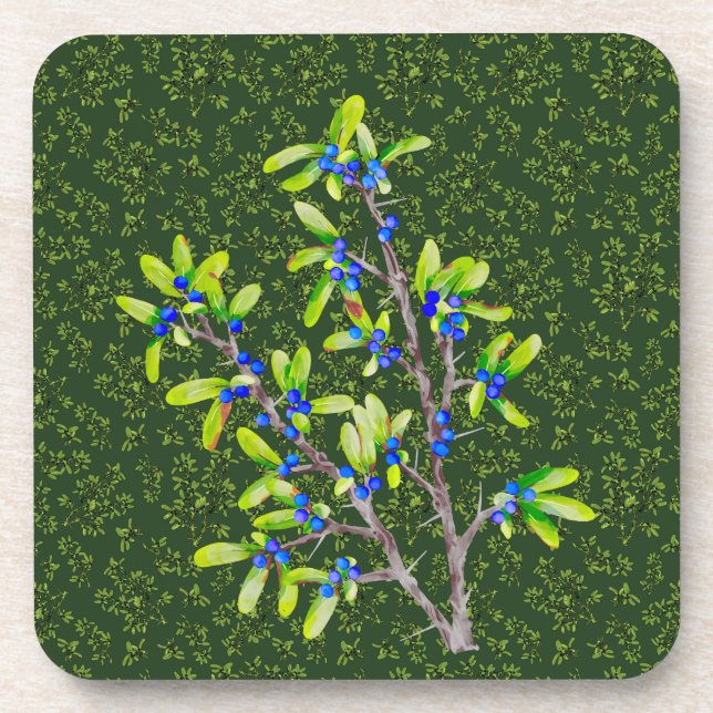 Posavasos Rama de espinas negras verde oscuro (Frente)