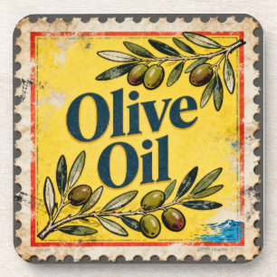 Posavasos Rama de olivo verde sello Amalfi amarillo vintage