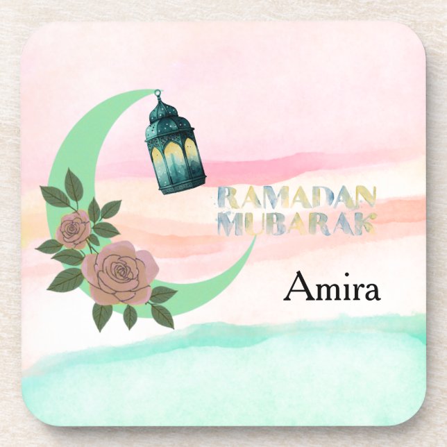 Posavasos Ramadán en acuarela – Luna creciente  (Frente)