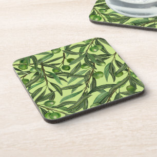 Posavasos Ramas de oliva en verde oliva
