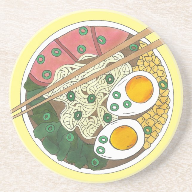 Posavasos Ramen Noodles Bowl Restaurante japonés de comida g (Frente)