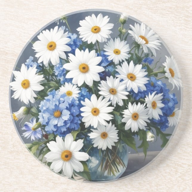 Posavasos Ramo de flores Daisies elegantes acuarela (Frente)