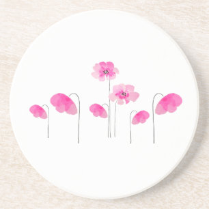 Posavasos Ramo de flores de acuarela sencillas rosadas blanc