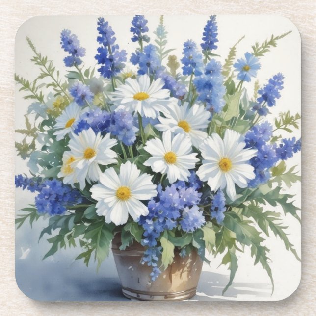 Posavasos Ramo de Flores Elegante Acuarela (Frente)