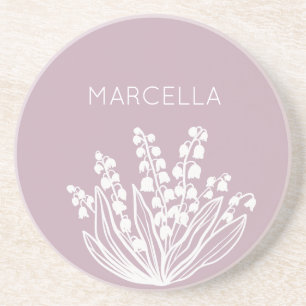 Posavasos Ramo floral de lirio de mayo del valle con nombre