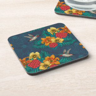 Posavasos Ramos tropicales y colibríes