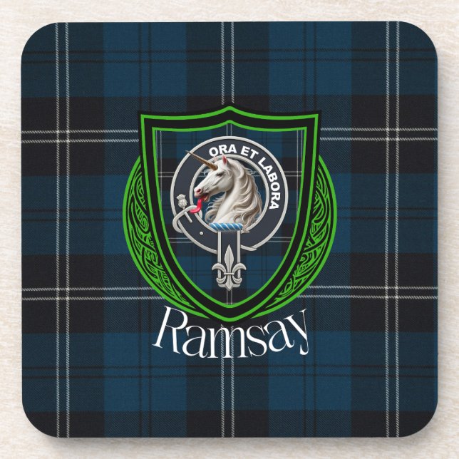 Posavasos Ramsay Scottish Clan Tartan & Crest (Frente)