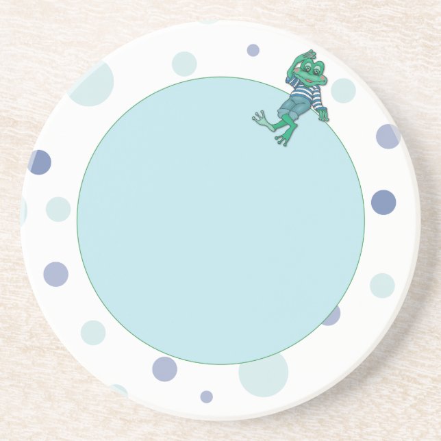 Posavasos Rana en jeans, cumpleaños, puntos de polka (Frente)