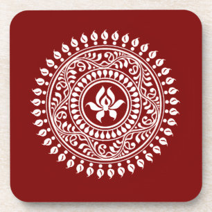 Posavasos Rangoli Festivo Rojo y Blanco
