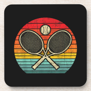 Posavasos Raqueta de tenis cruzada retro vintage - Amante de