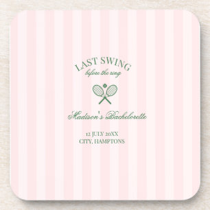 Posavasos Raquetas de tenis verdes Bridal Shower a rayas ros