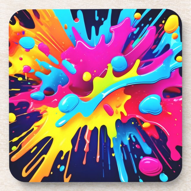 Posavasos Rasgos de pintura fluorescente dinámica (Frente)