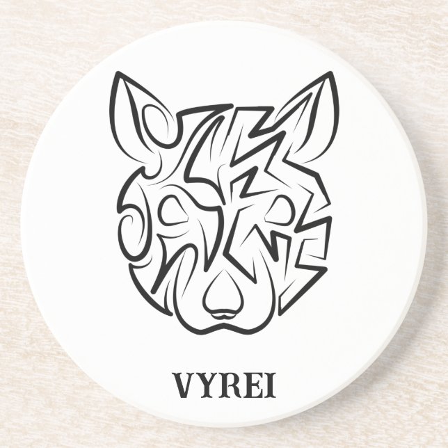 Posavasos Rata tribal negra y blanca (Frente)